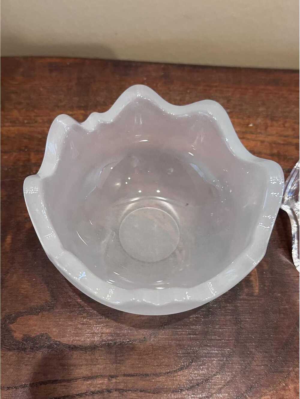 Holmegaard Denmark Michael Bang Frosted Art Glass Mixed Double Wave Bowls MCM - Picture 5 of 7
